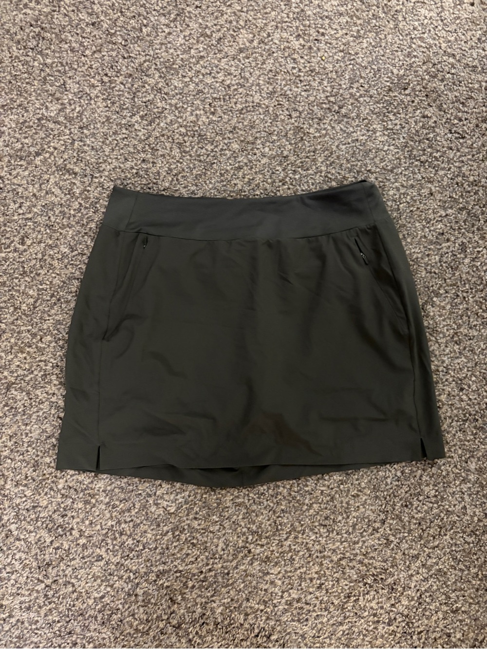 Athleta Dark Olive Active Skort with Zip Pockets